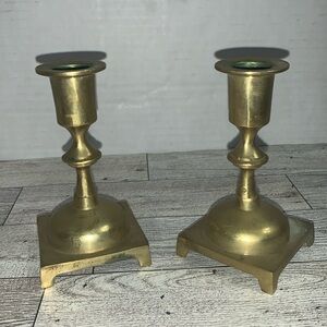Pair Brass Candlesticks 4.5 in tall
